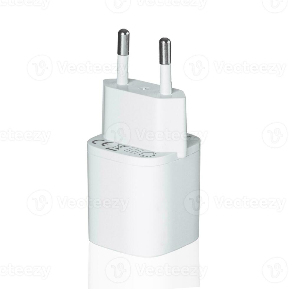 rede adaptador 220v USB cobrando em uma branco fundo foto