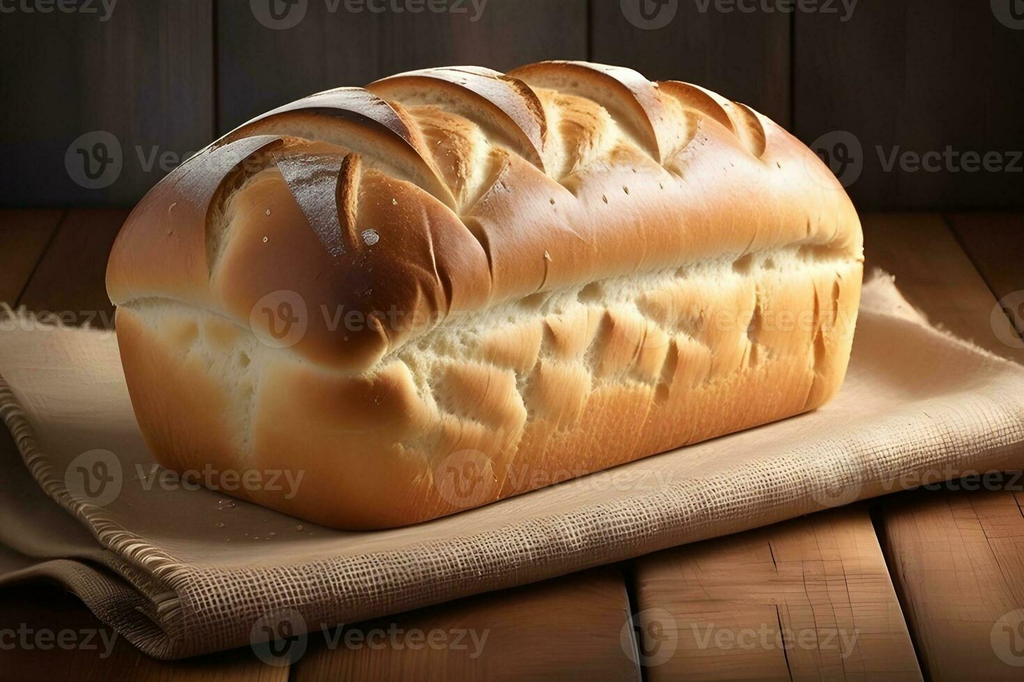 ai gerado a artístico composição apresentando uma pão do pão em uma texturizado, de madeira superfície, generativo ai, fundo imagem foto