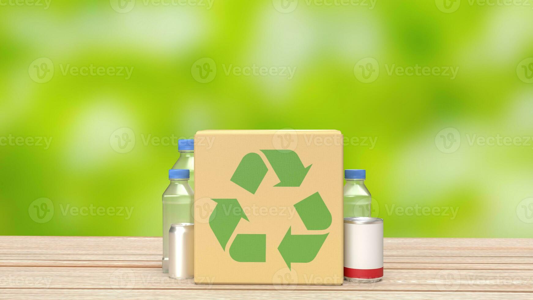 a reciclar caixas para eco conceito 3d Renderização. foto