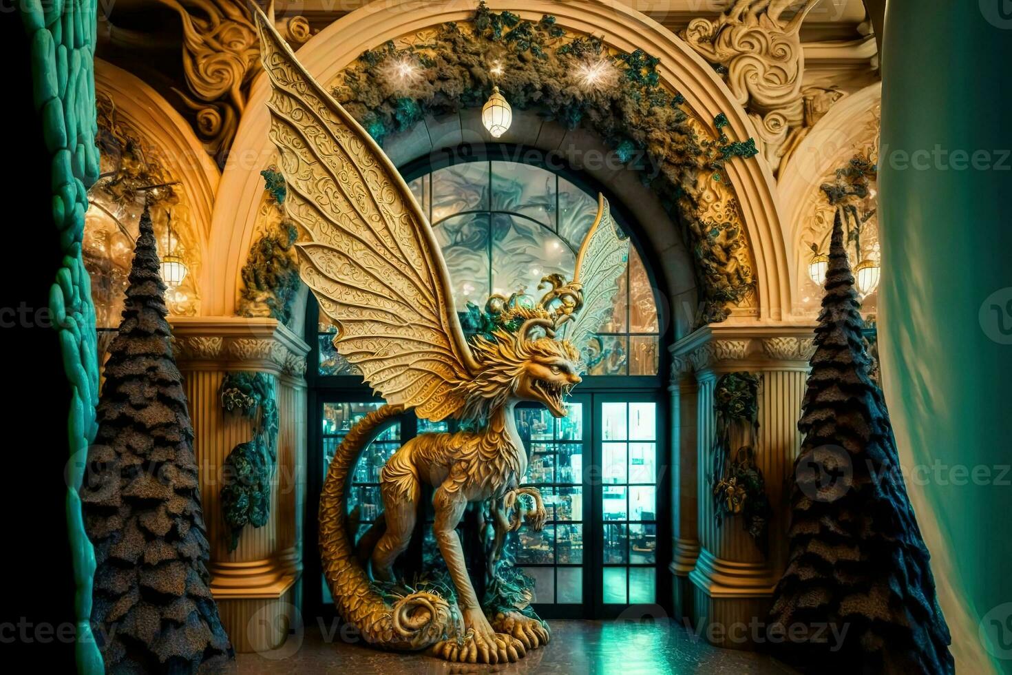 ai gerado a Entrada para a dragonário às a mundo do atormentar oleiro foto