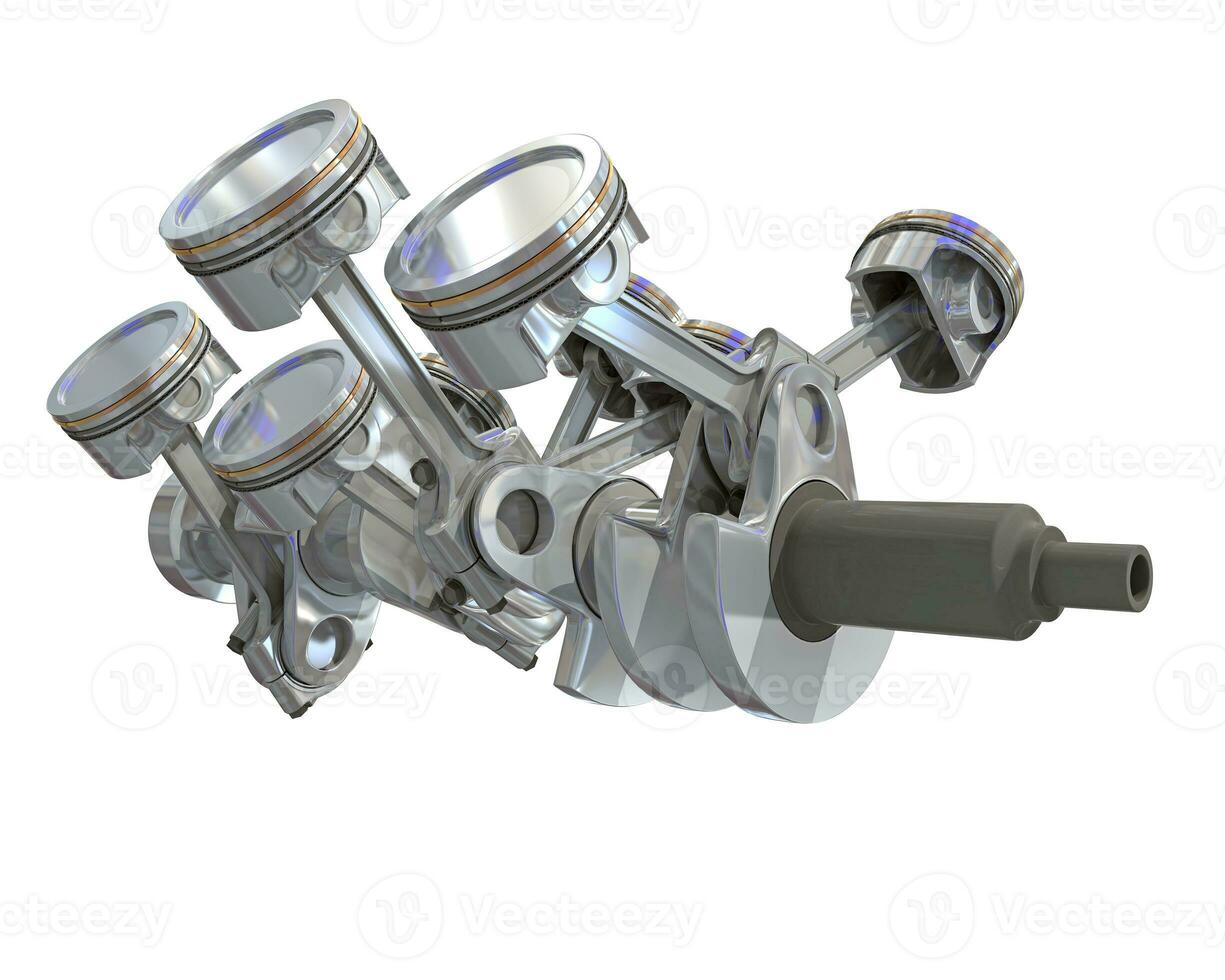 v8 motor cilindros 3d Renderização em branco fundo foto