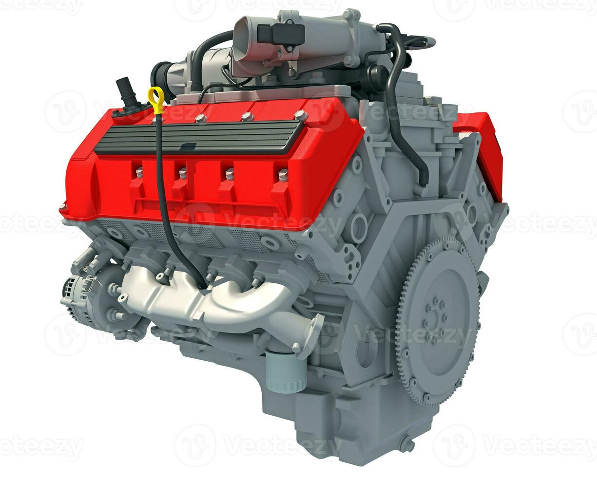 v8 carro motor 3d Renderização em branco fundo foto