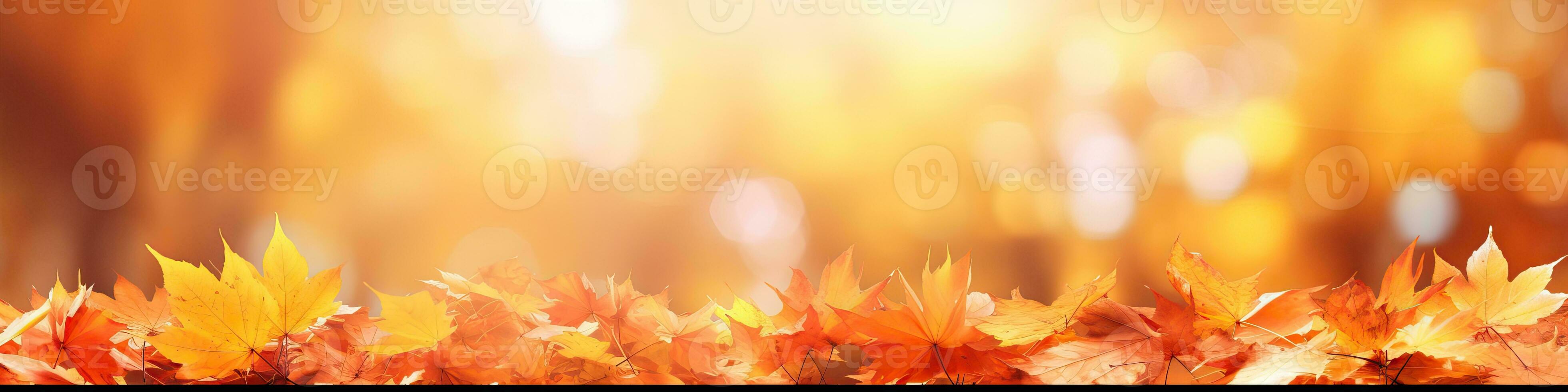ai gerado colorida universal natural panorâmico outono fundo para Projeto com laranja folhas e borrado foto