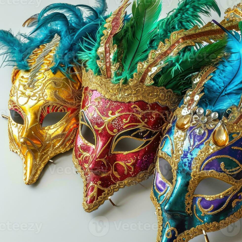 ai gerado mardi gras carnaval colorida penas e máscaras dentro uma festivo celebração cultural extravagância, ornamentado criando uma feliz, festivo tradicional trazer vida para uma feriado celebração foto