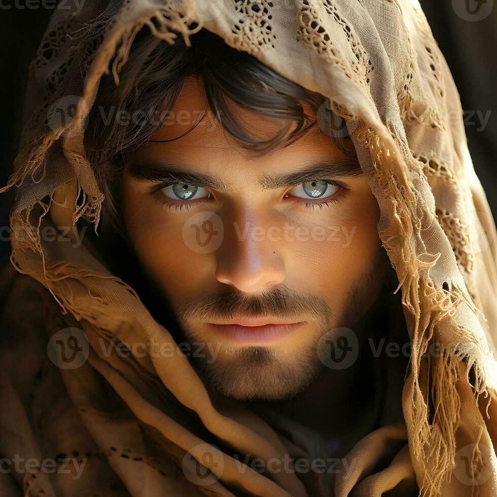 ai gerado retrato do masculino árabe homens com lenço de cabeça. generativo ai foto
