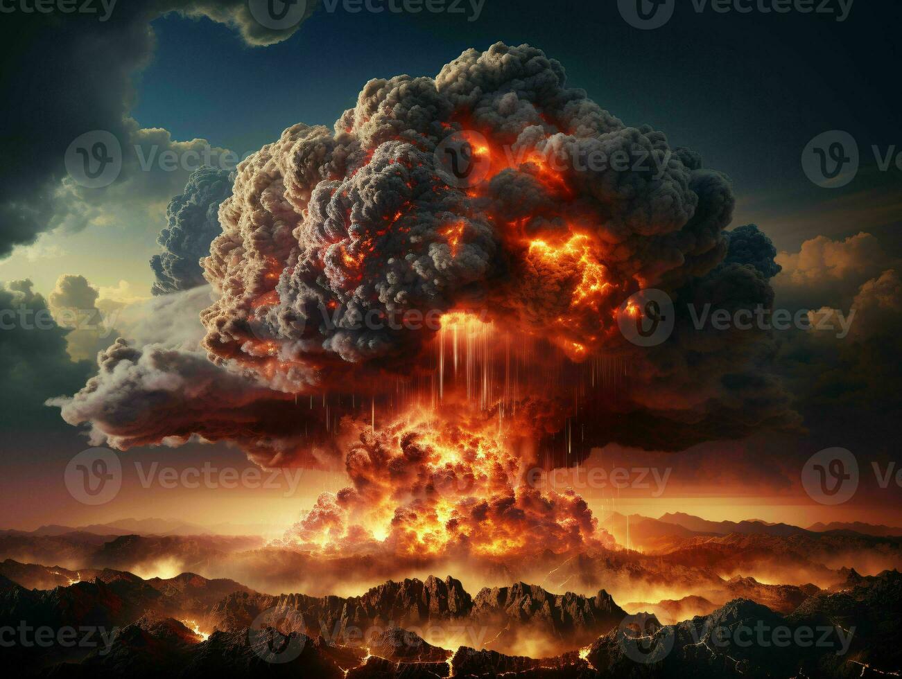 ai gerado nuclear bombear explosão. cogumelo nuvem. generativo ai foto