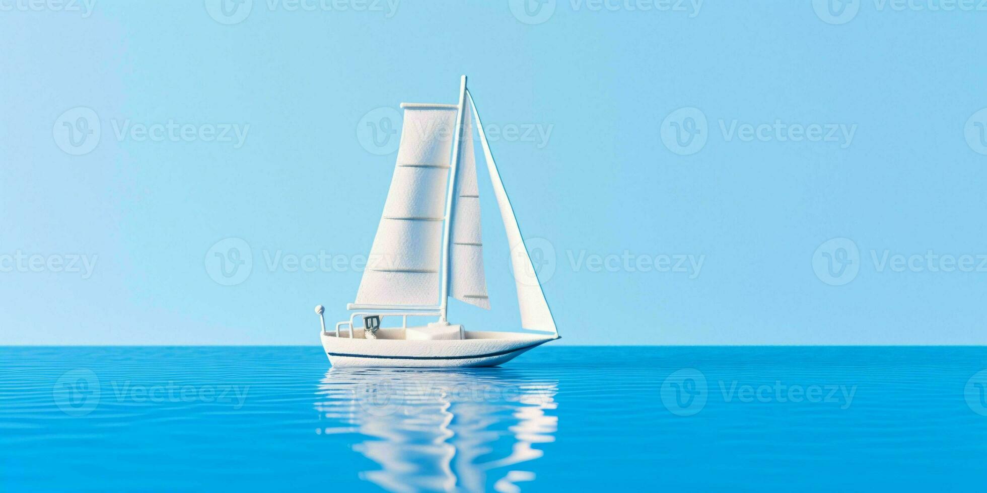 ai gerado barco a vela em azul mar e azul céu visualizar. generativo ai foto