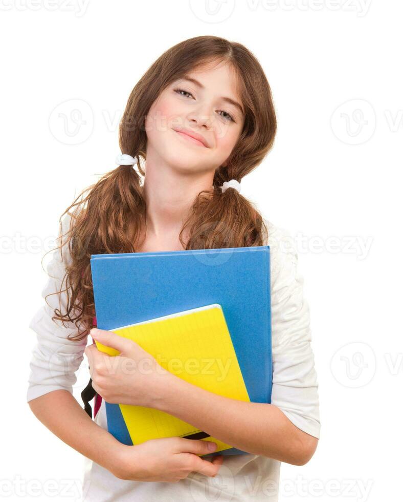 menina da escola feliz foto