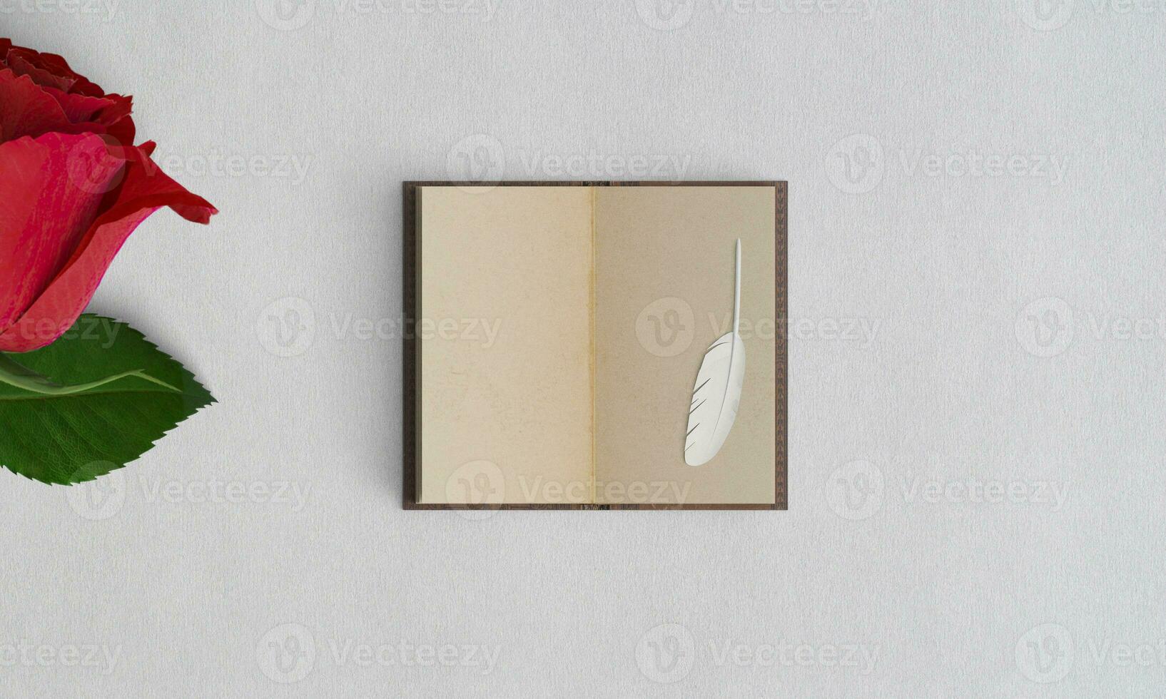 rosa e velho livro esvaziar tela papel de parede branco papel textura foto