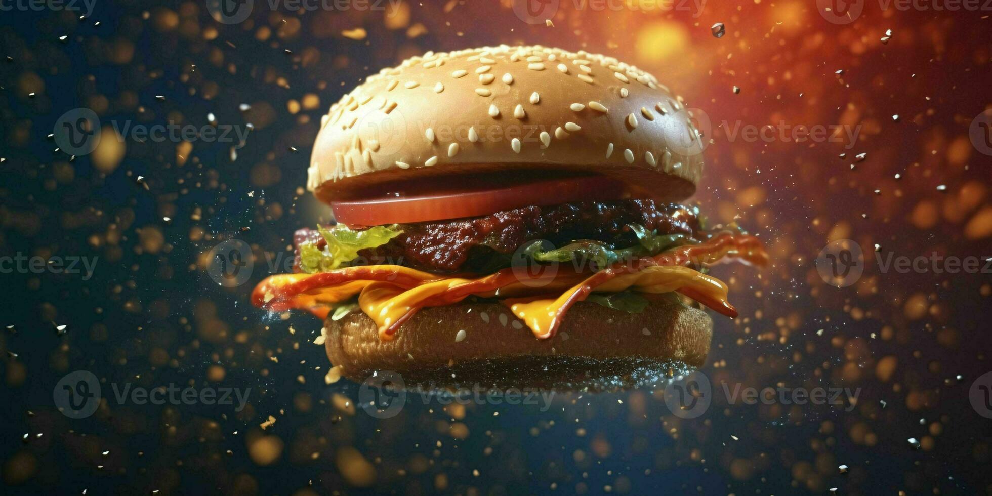 ai gerado uma delicioso hamburguer com universo fundo. Hamburger. ai generativo foto