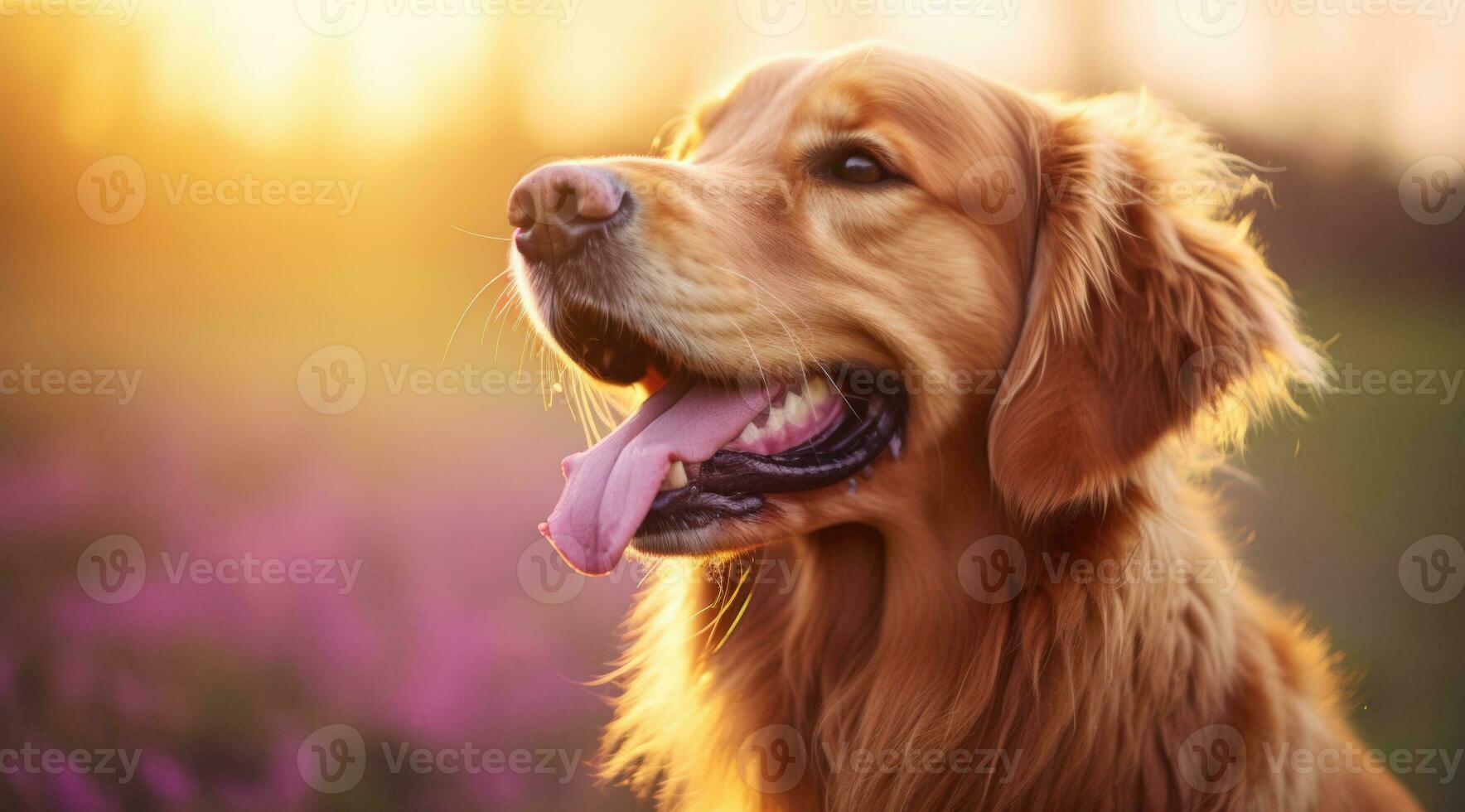 ai gerado dourado retriever cachorro sentado em uma pilha do grama, Primavera tema conceito foto