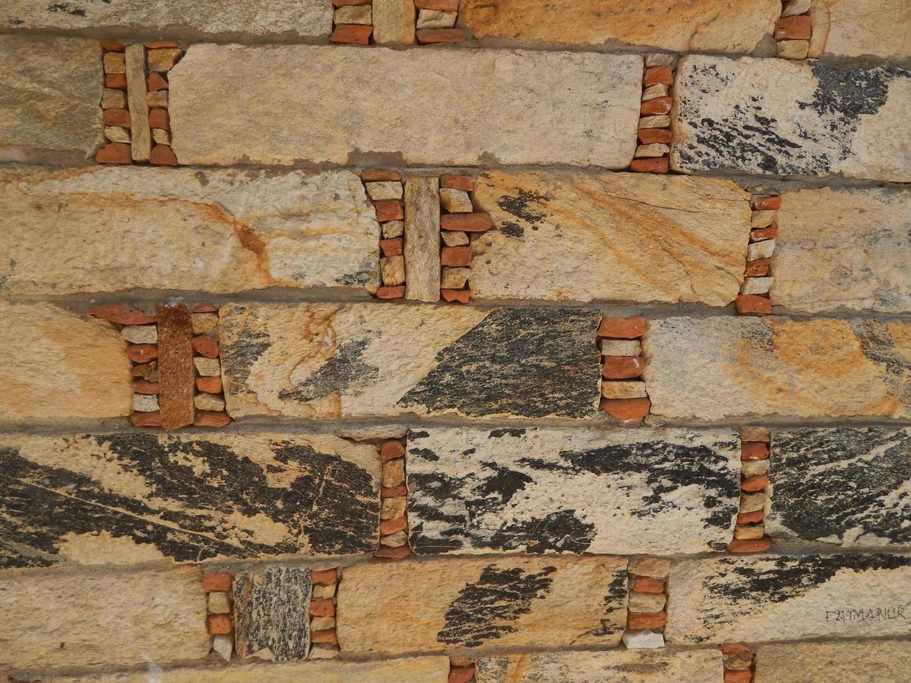 textura de alvenaria de pedra natural e pavimentação foto