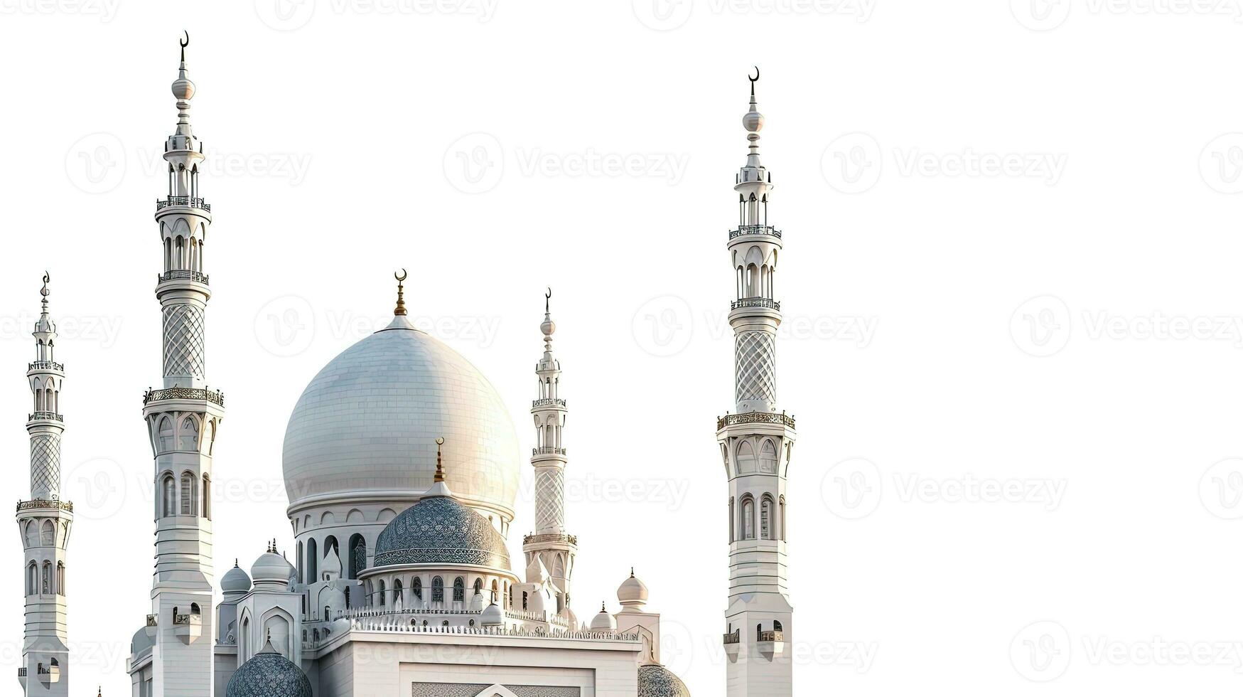 ai gerado topo Visão do mesquita em branco fundo, ai generativo foto