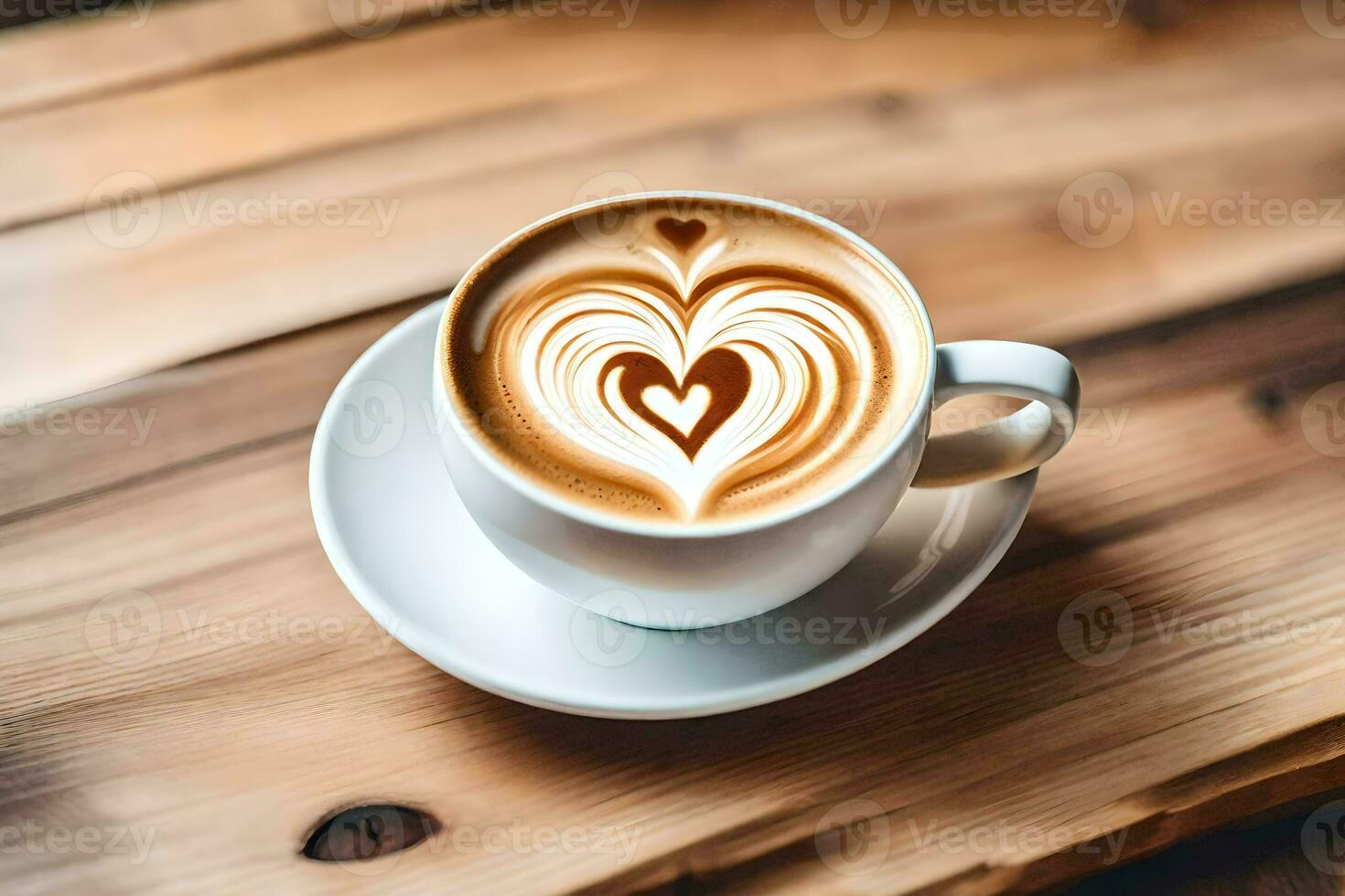 ai gerado uma copo do café com uma coração em forma café com leite arte em topo foto