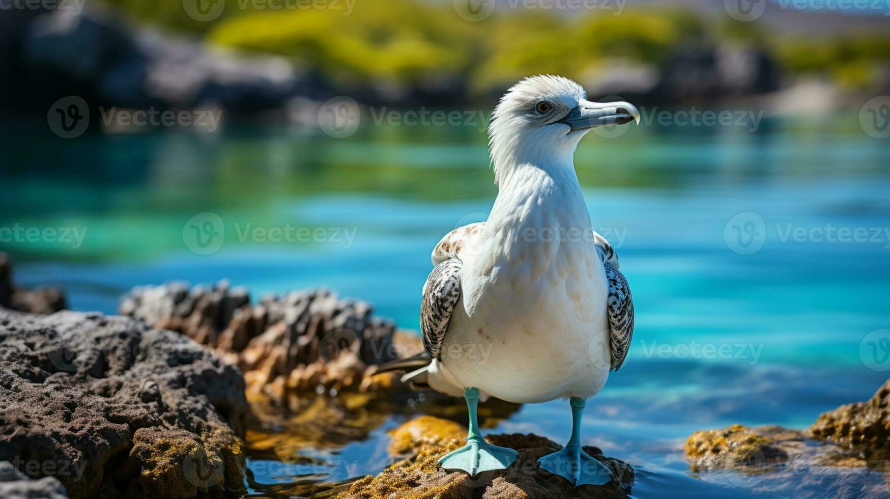 ai gerado com pés booby branco pássaro natureza animal animais selvagens conservação foto