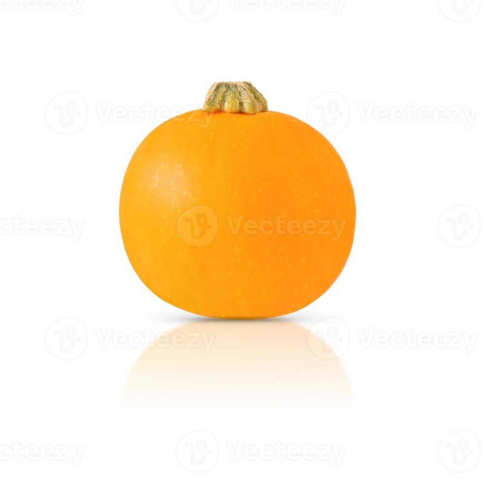 abóbora laranja isolada no fundo branco com sombra e reflexão foto