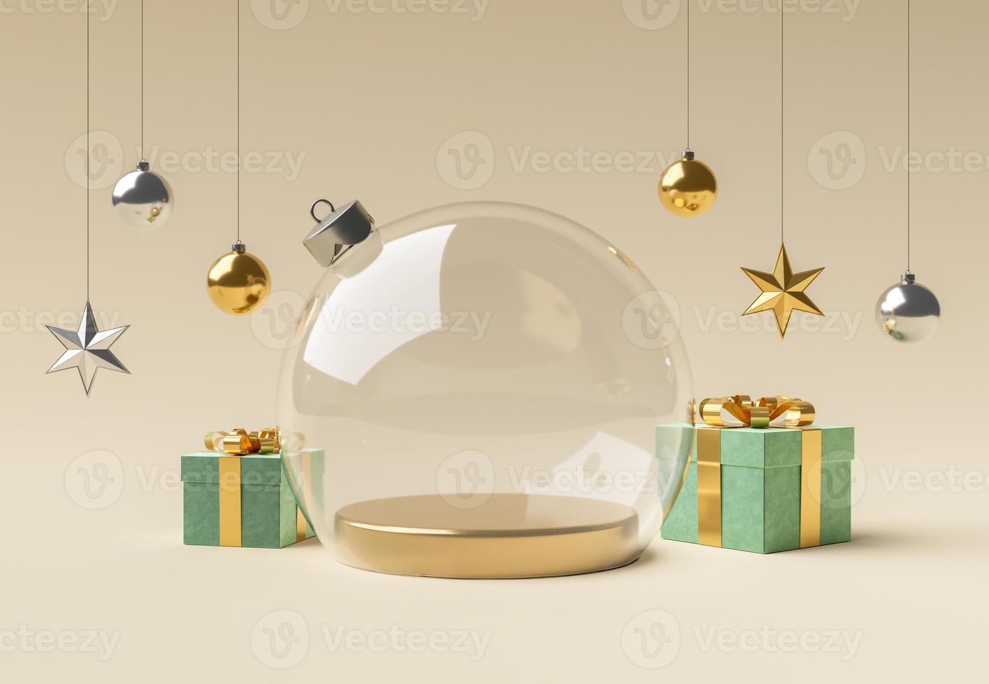 bola de natal de vidro vazio com enfeites para exposição de produtos foto