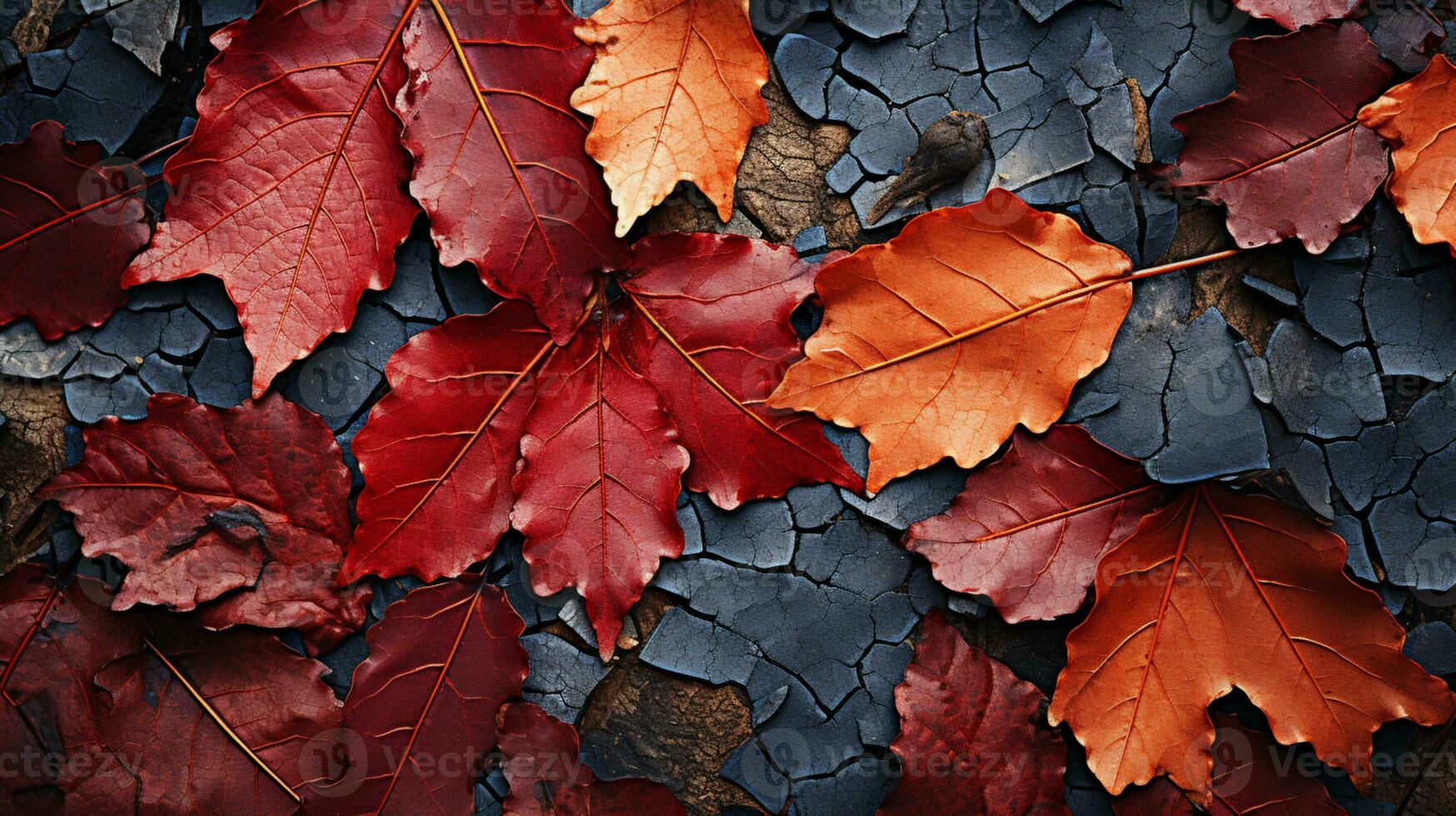 ai gerado vermelho e laranja outono latido folha terreno cor foto