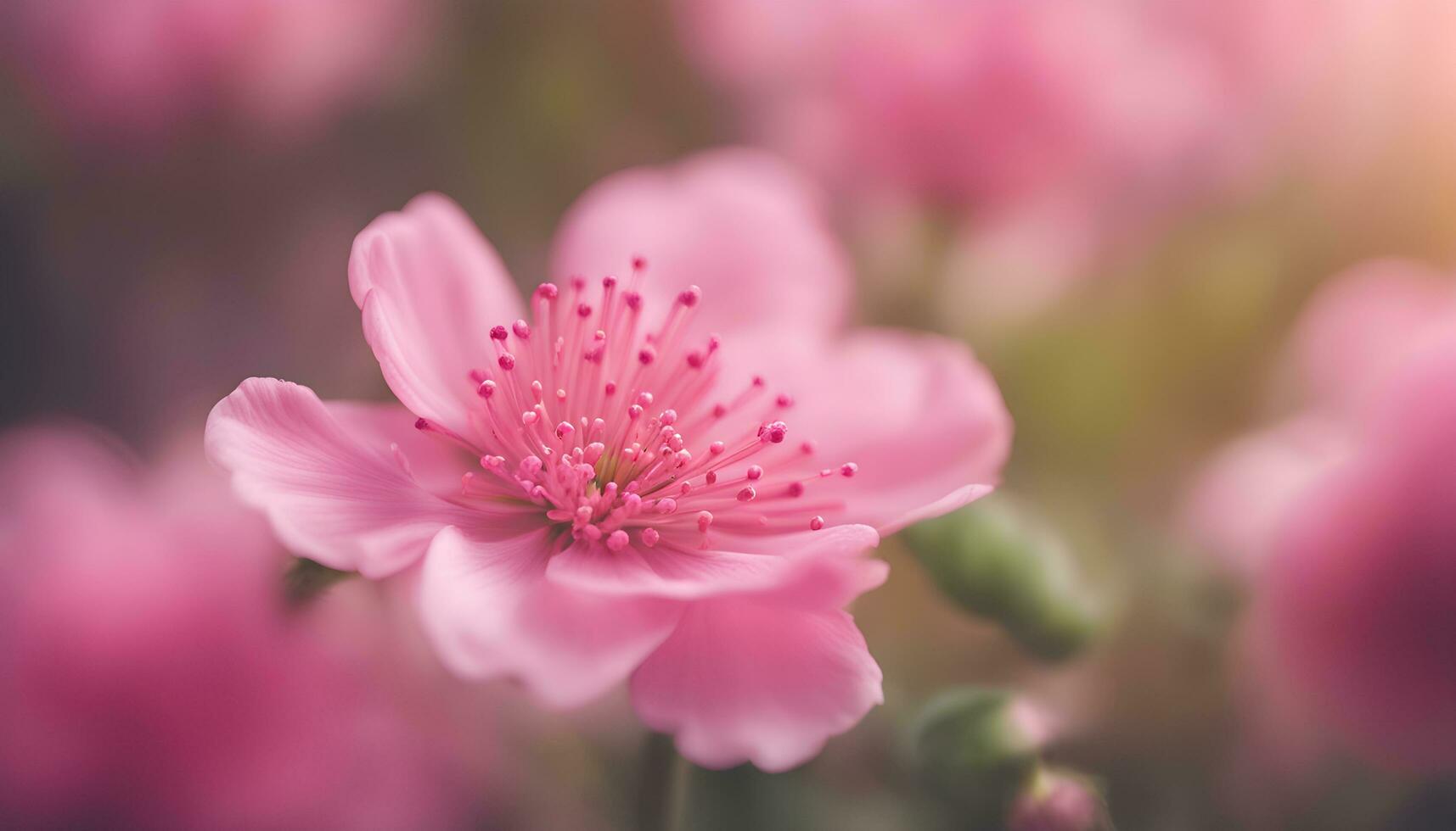 ai gerado Rosa flores estão mostrando dentro uma embaçado foto