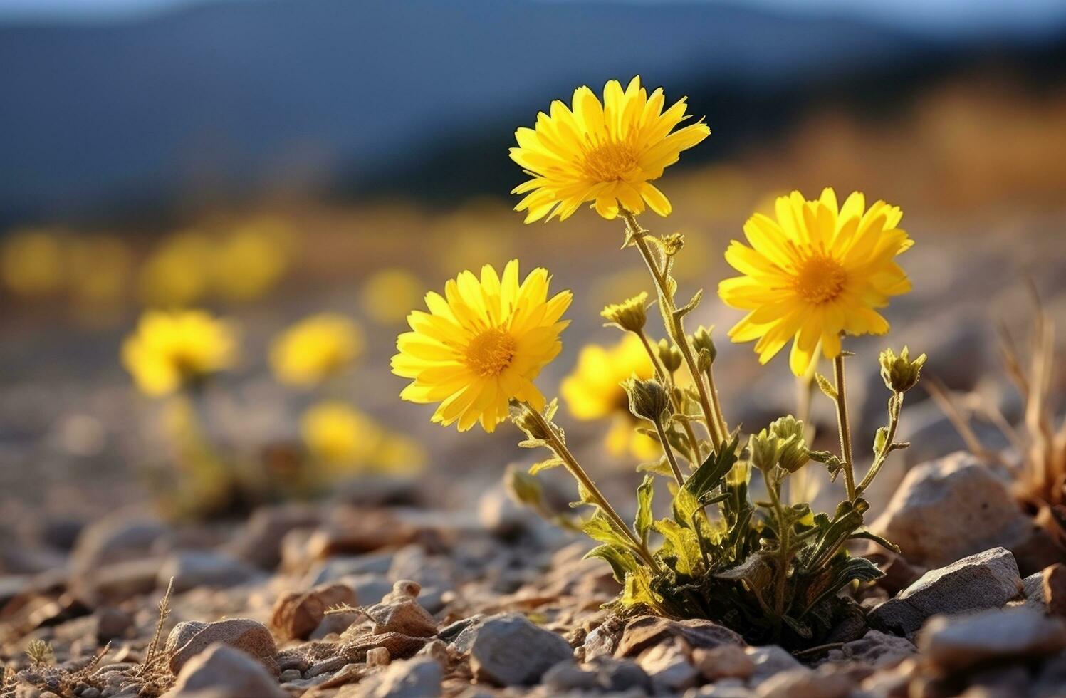 ai gerado flores papel de parede em paisagens foto