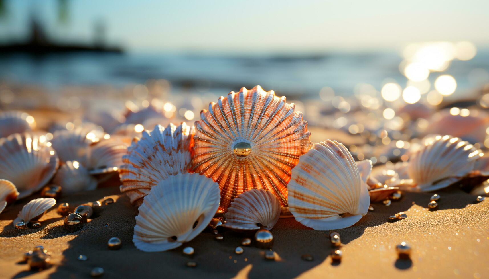 ai gerado tranquilo cena natureza beleza dentro verão, relaxamento de a litoral gerado de ai foto