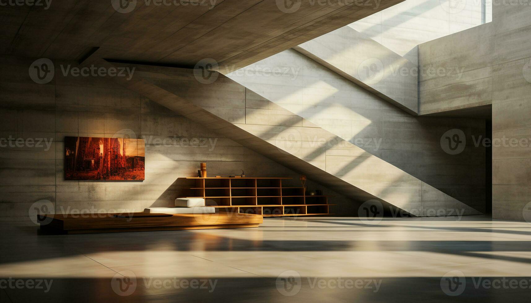 ai gerado moderno apartamento com esvaziar espaço, brilhante luz, e madeira pavimentos gerado de ai foto