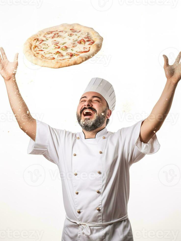 ai gerado masculino chefe de cozinha cozinhando dentro cozinha, ai gerado foto