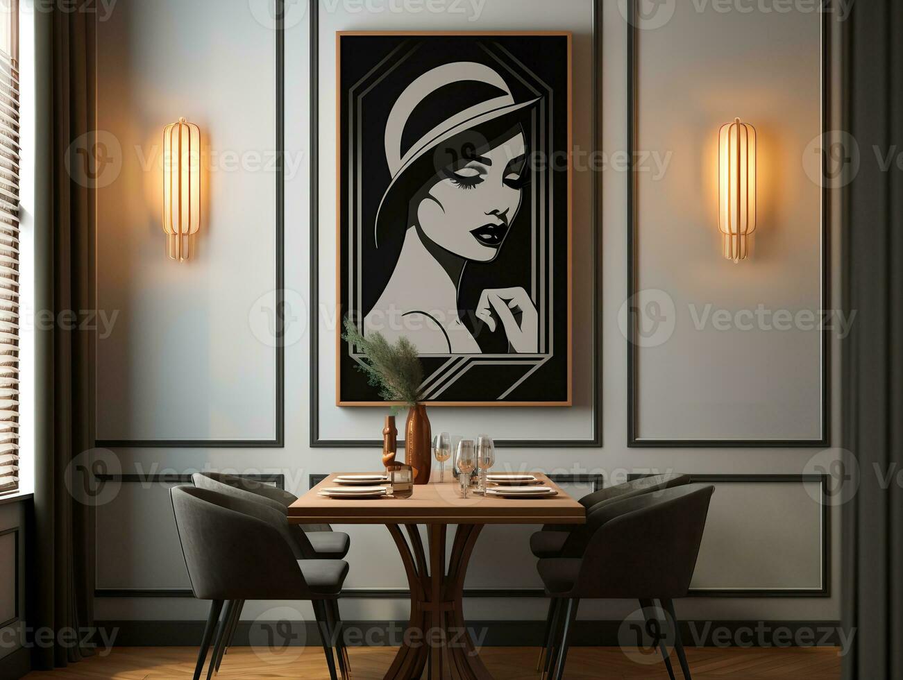 ai gerado elegante emoldurado obra de arte brincar para interior decoração - ai gerado foto