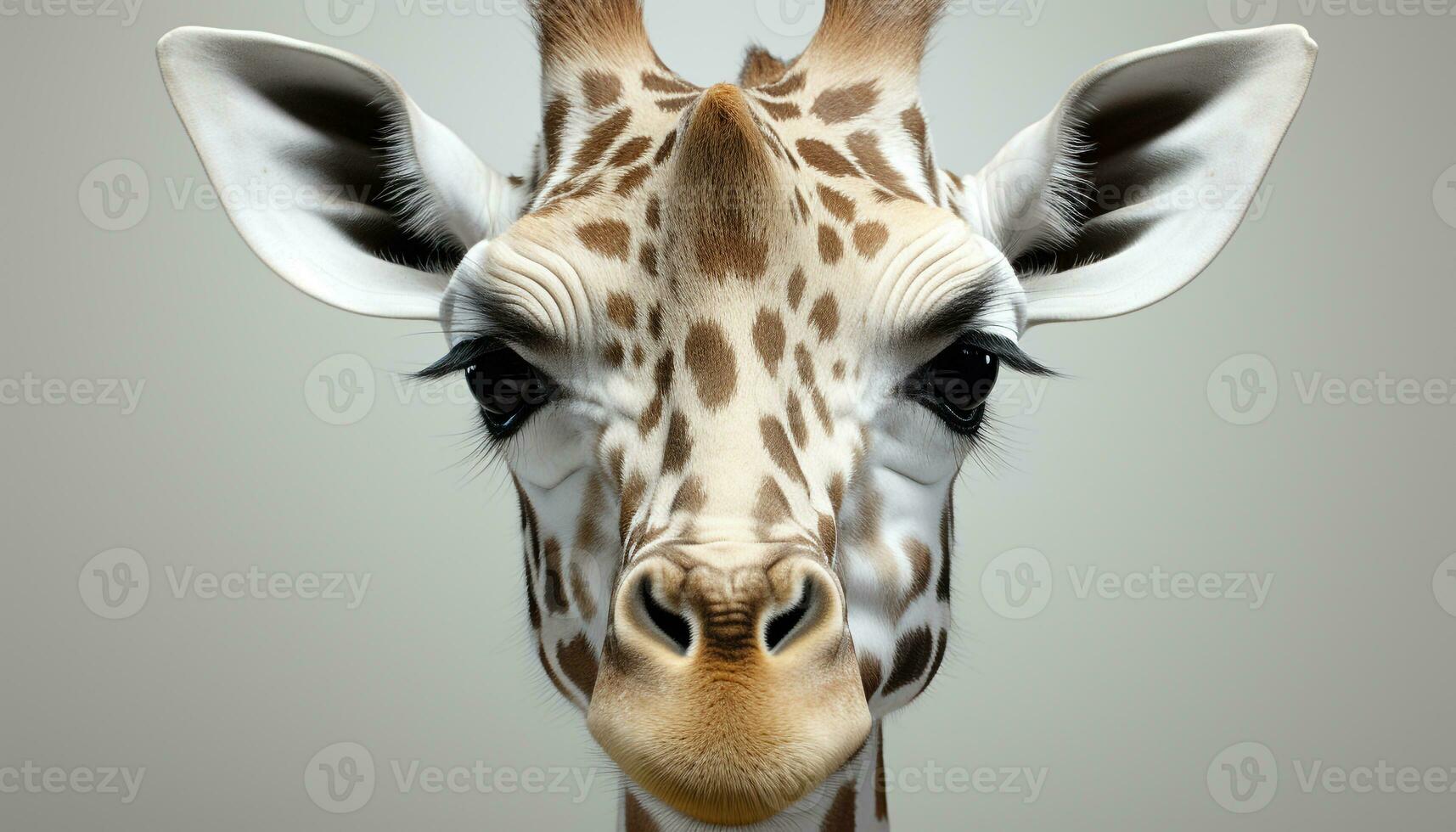 ai gerado girafa, a elegante mamífero, olhando às Câmera dentro natureza gerado de ai foto
