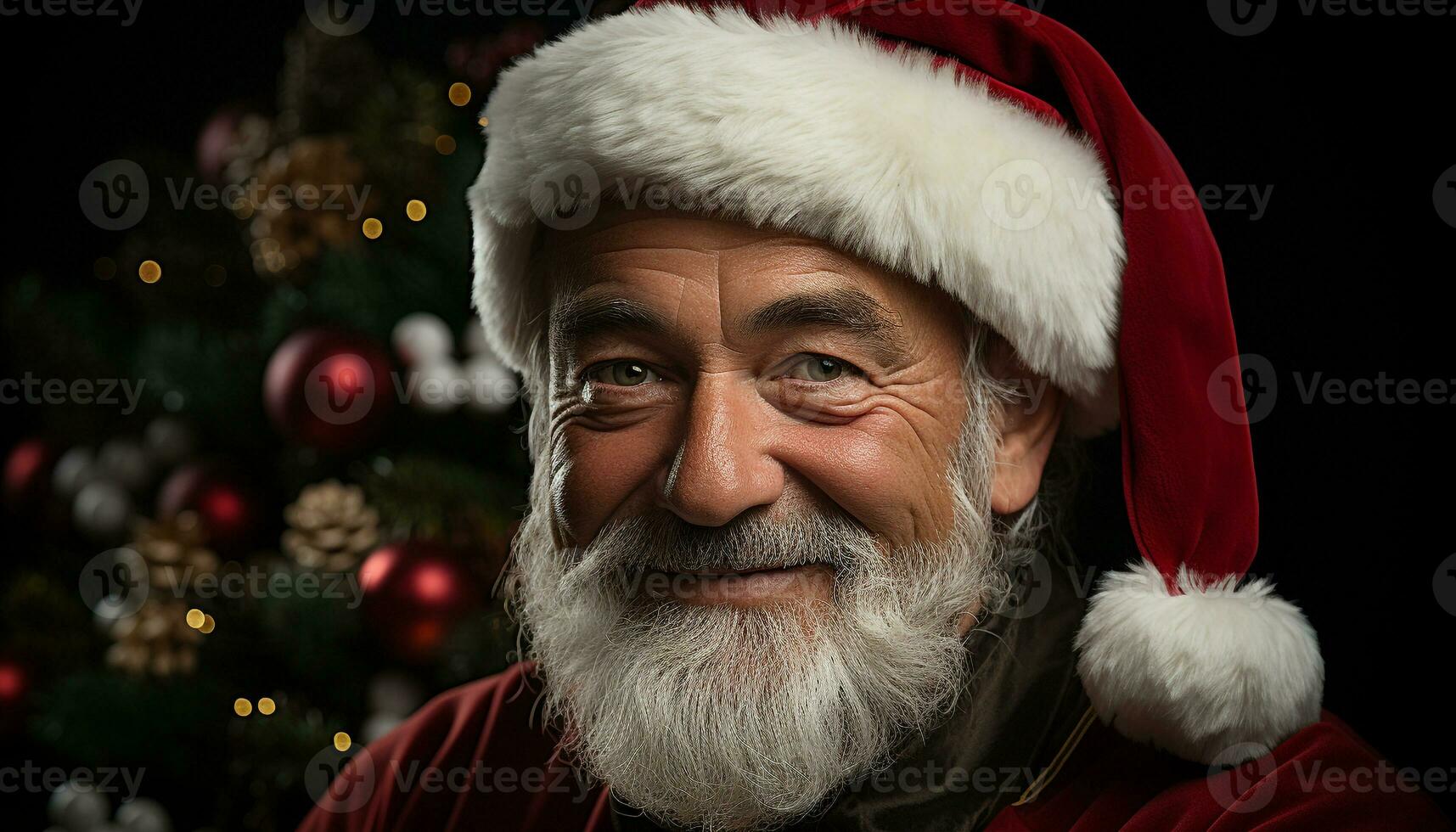 ai gerado sorridente Senior homens comemoro Natal, olhando às Câmera com alegria gerado de ai foto