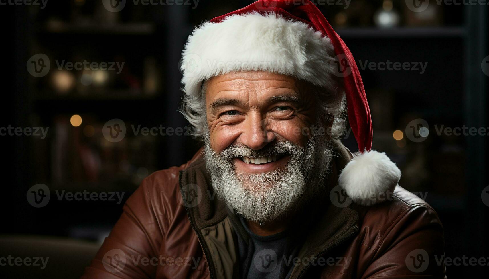 ai gerado sorridente Senior homem dentro inverno boné comemora com confiança gerado de ai foto