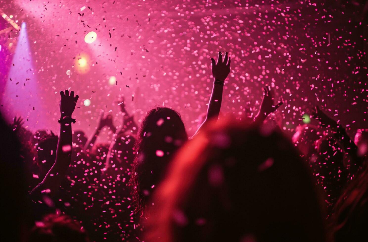 ai gerado pessoas às uma show cantando e dançando foto