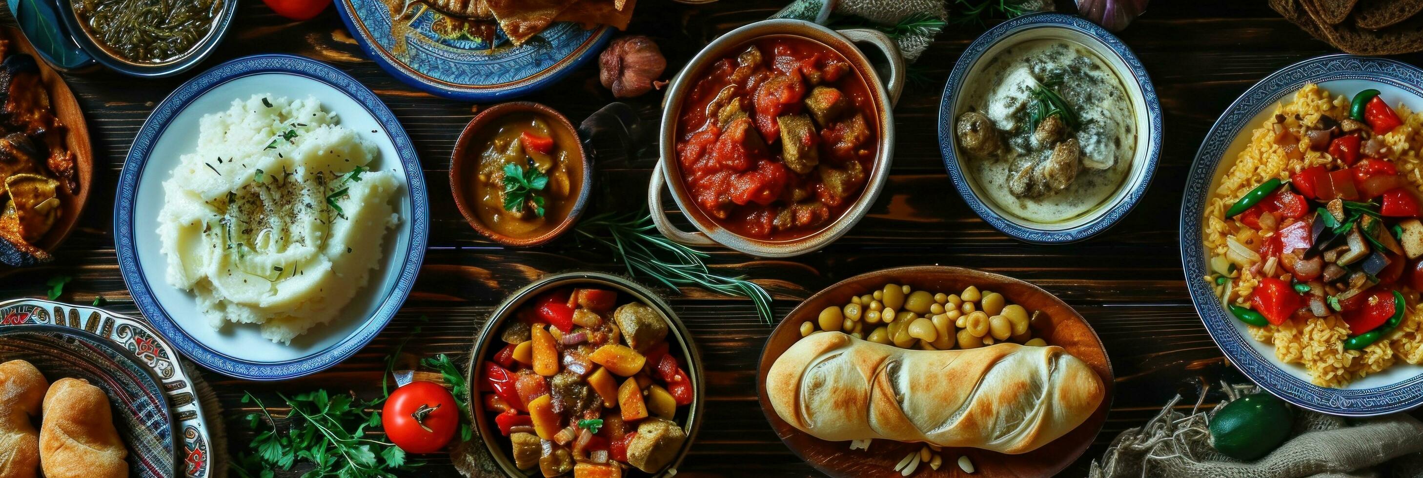 ai gerado sortimento do russo tradicional pratos. russo Comida foto