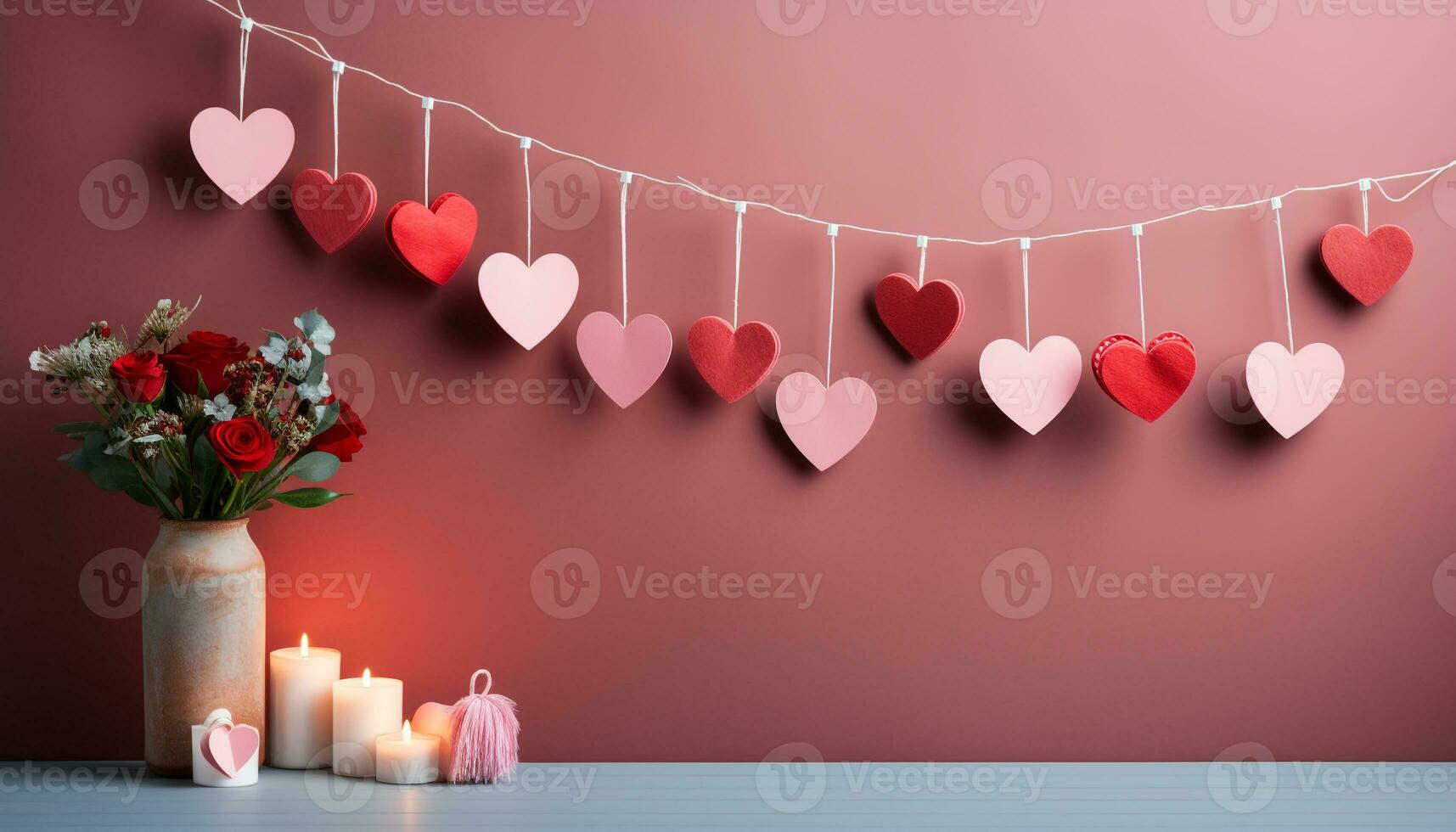 ai gerado romântico amor preenche a ar com coração em forma decorações gerado de ai foto