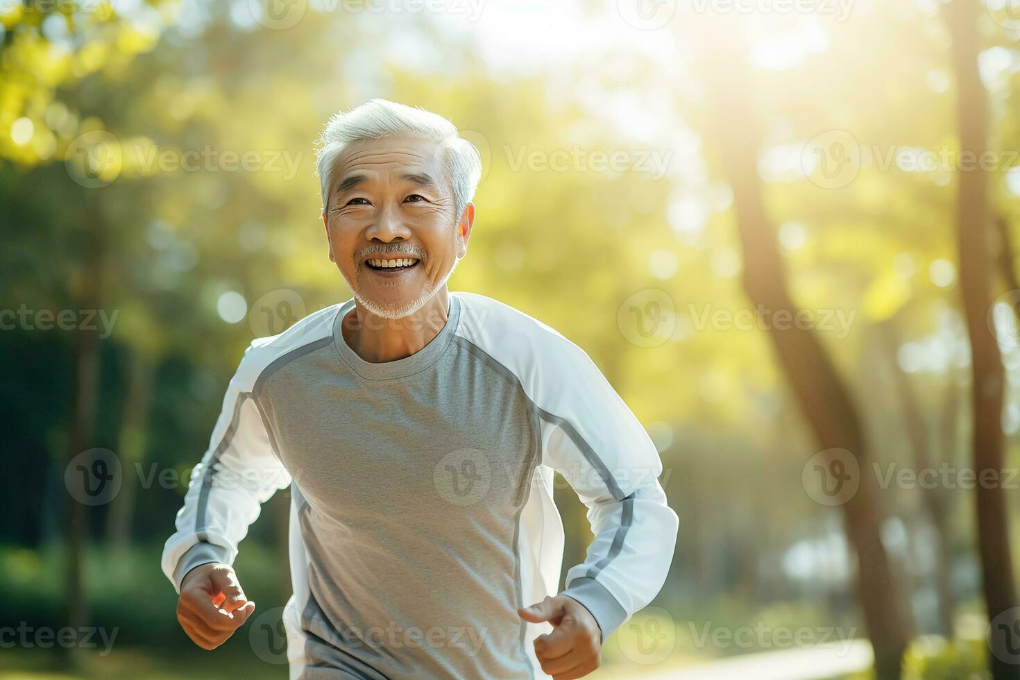 ai gerado retrato fotografia do feliz Senior cidadão quem é corrida para delicadeza foto