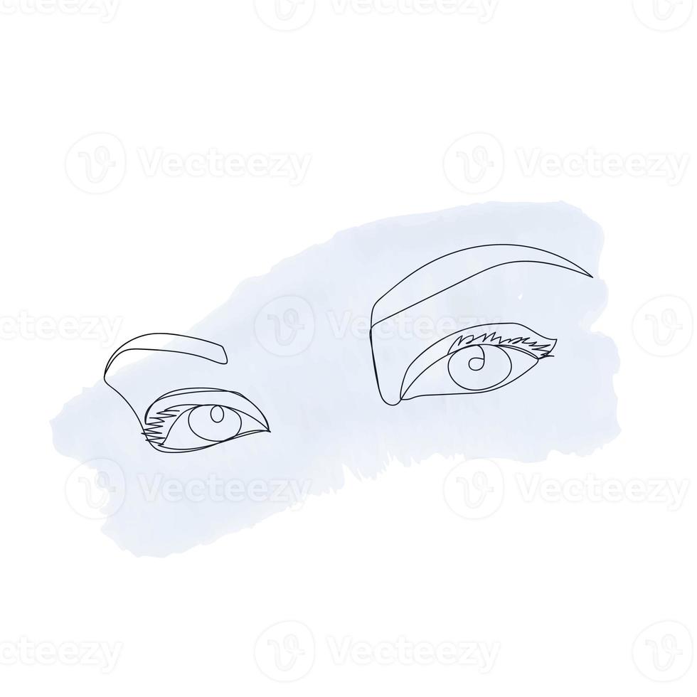 um desenho de linha contínua de mulher olhos esboço linear minimalista com formas abstratas. olhos de estilo moden para logotipo, emblema do ícone ou banner da web. mão ilustrações desenhadas. foto