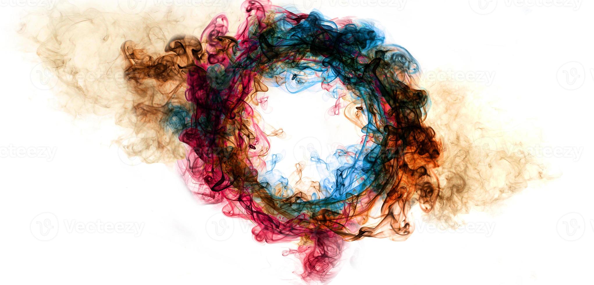 a moldura do círculo de fumaça da arte é colorida foto