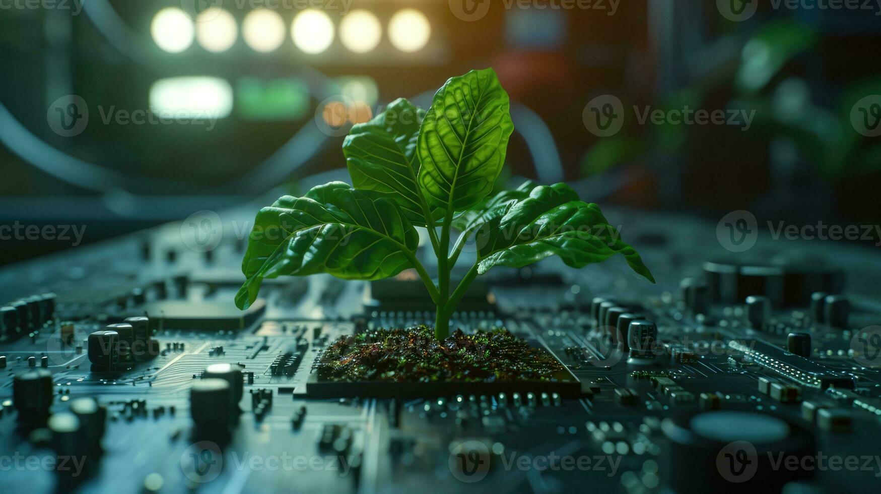 ai gerado generativo ai, plantar crescendo a partir de a o circuito borda. ecologia e meio Ambiente conceito foto