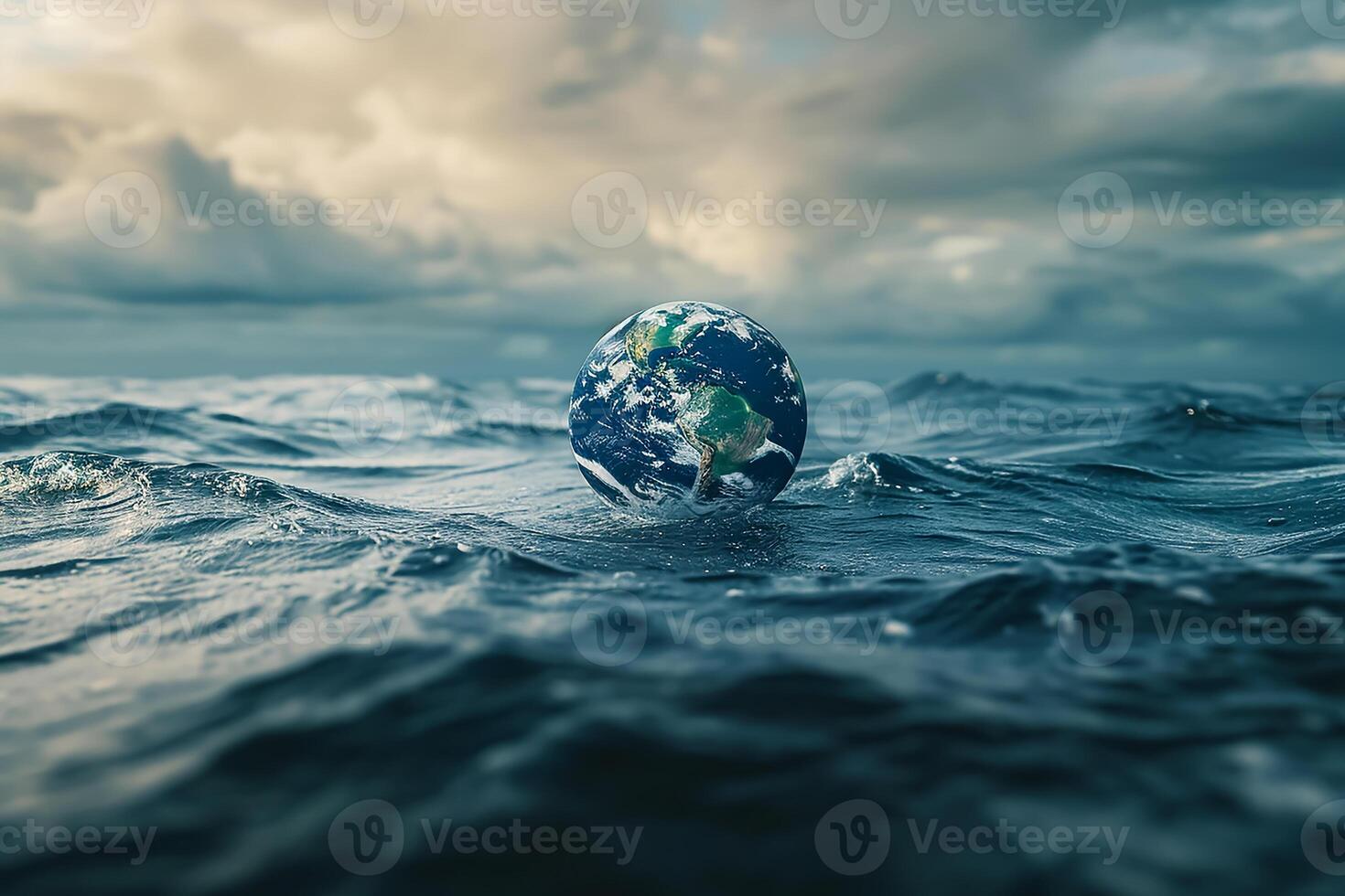 ai gerado planeta terra é flutuando sobre a oceano foto