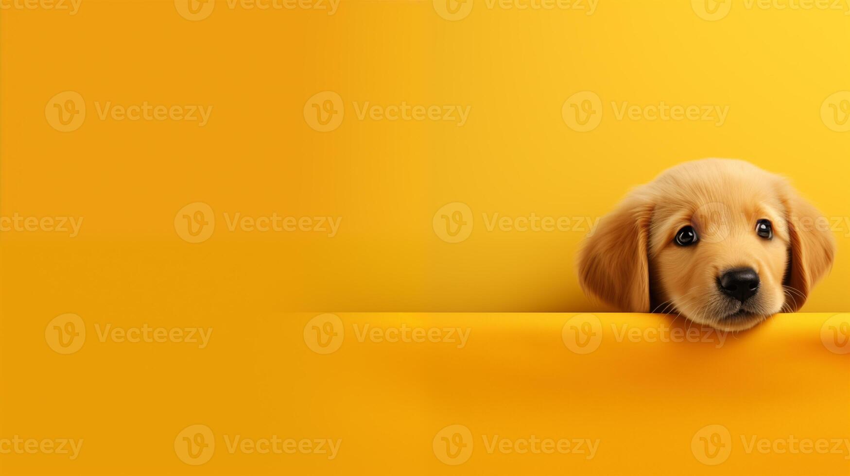 ai gerado fofa dourado retriever cachorro espreitar sobre borda, ideal para animal Cuidado e veterinário temas foto