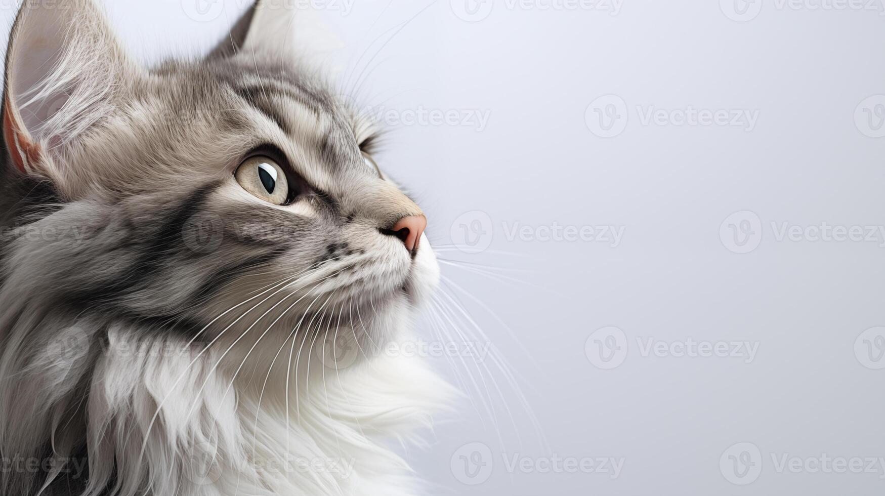 ai gerado majestoso maine coon gato olhando acima foto