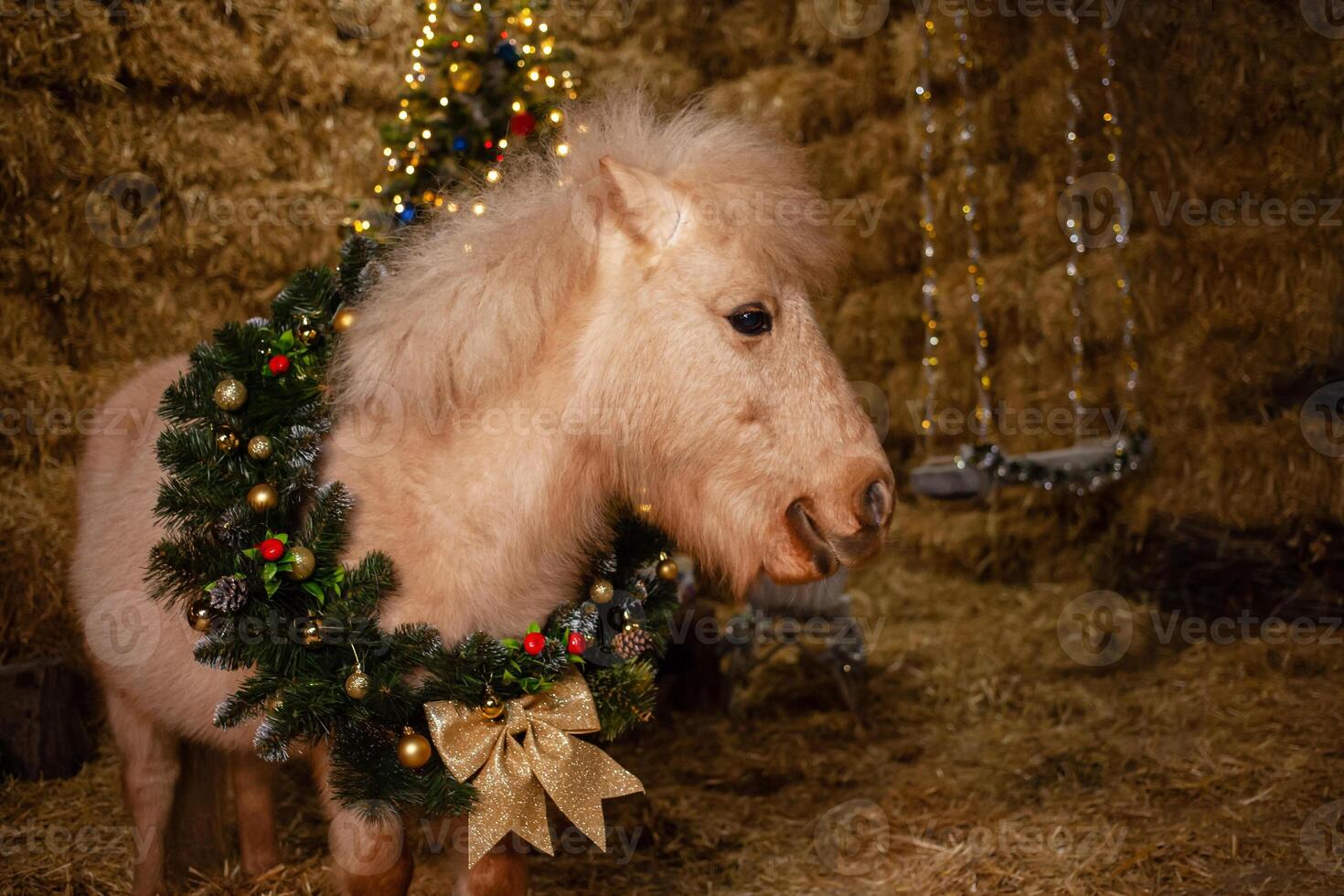 Natal decorações em a estábulos foto