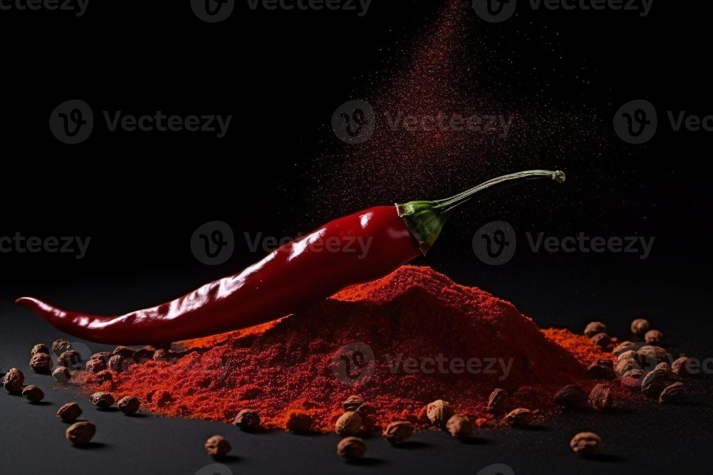 ai gerado levitação do vermelho Pimenta Pimenta todo e fatias generativo ai foto