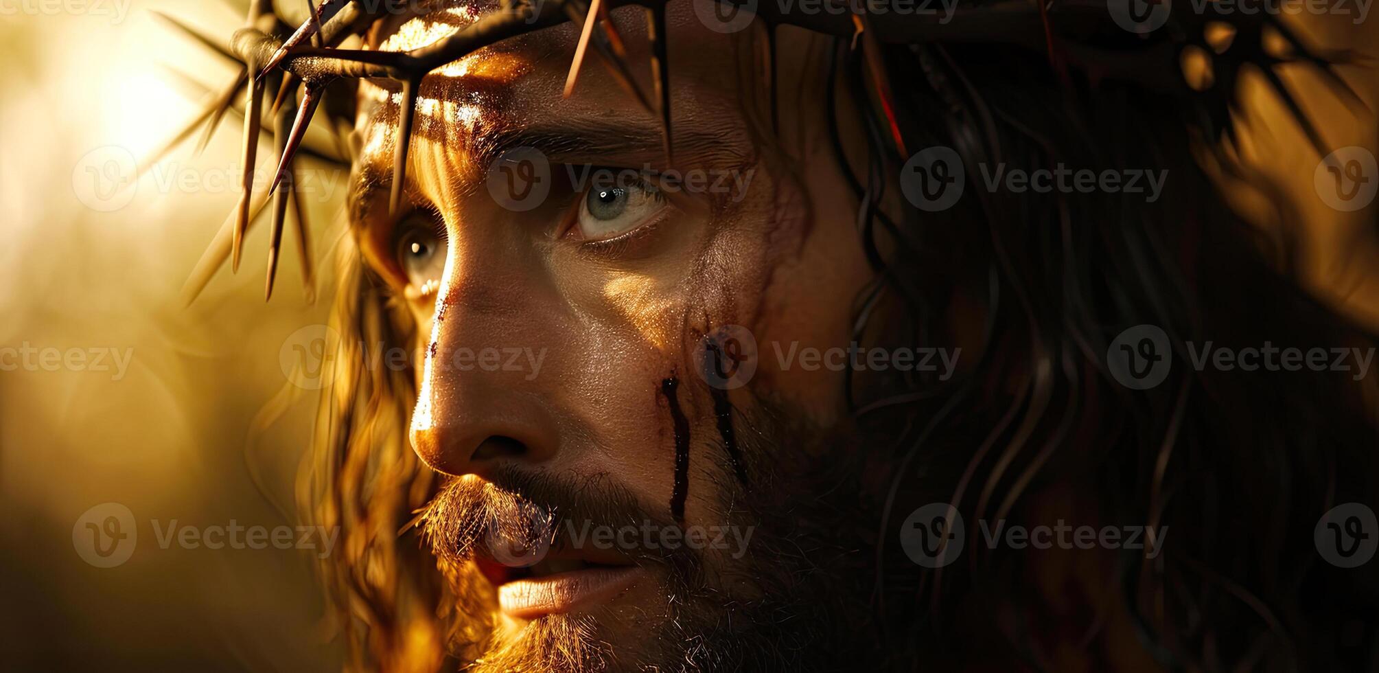 ai gerado generativo ai, Jesus Cristo dentro coroa do espinhos, foto fechar acima