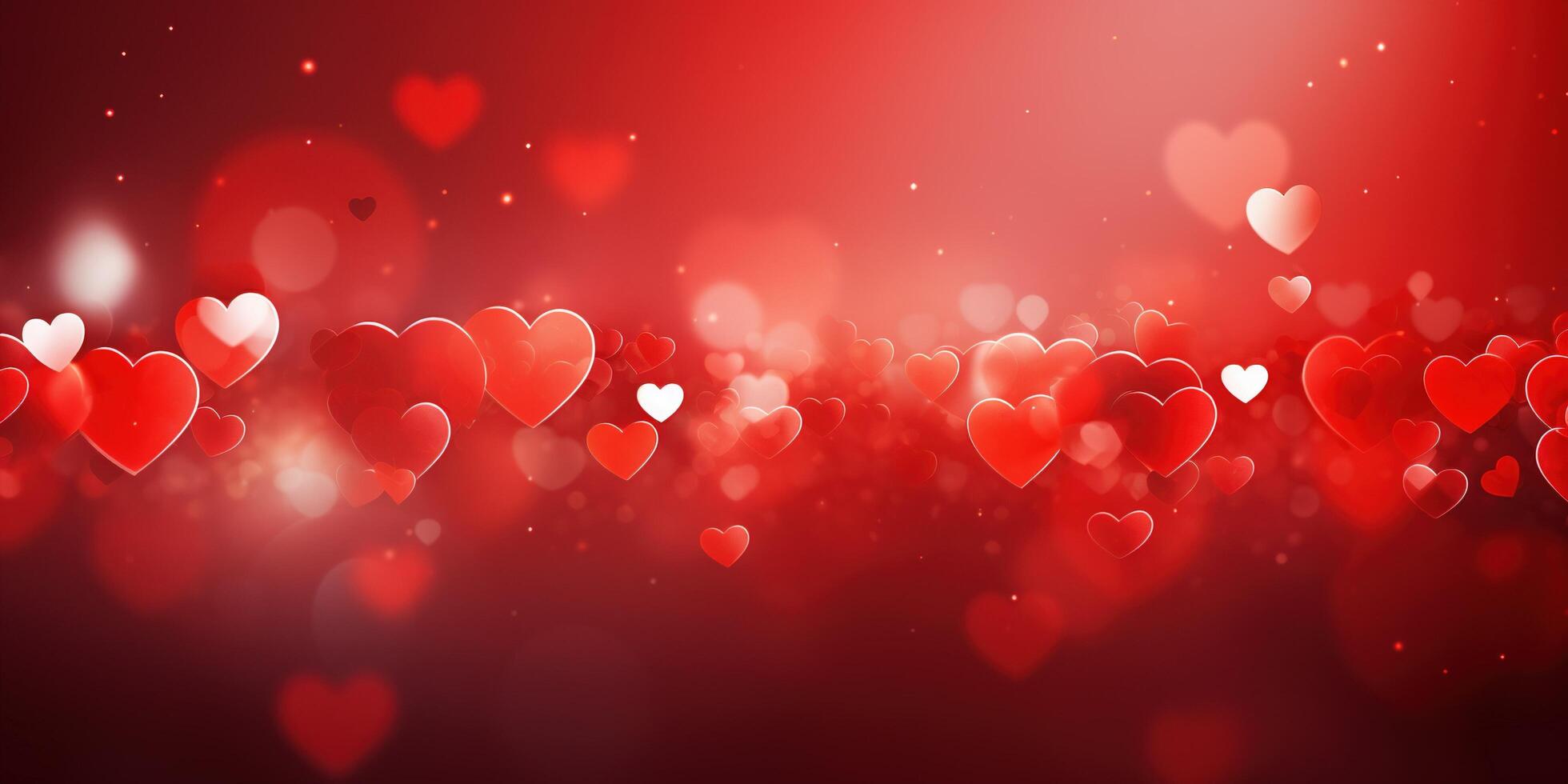 ai gerado uma vibrante vermelho fundo com corações e bokeh ideal para a comemorar dia dos namorados dia foto