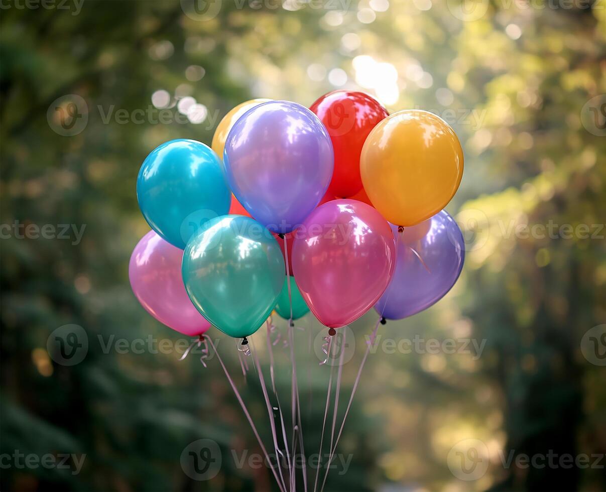 ai gerado multicolorido balões para aniversário e Casamento festas foto