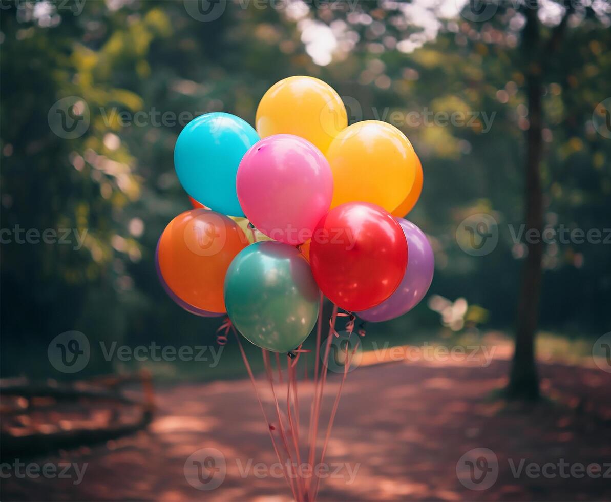 ai gerado multicolorido balões para aniversário e Casamento festas foto