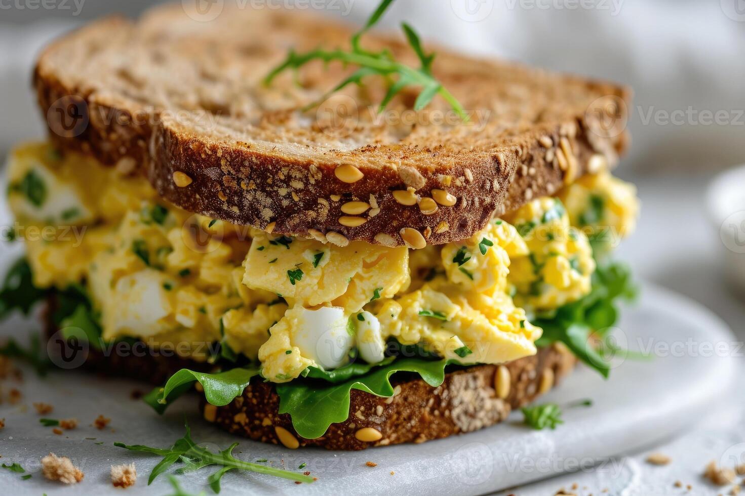 ai gerado delicioso ovo salada sanduíche. foto