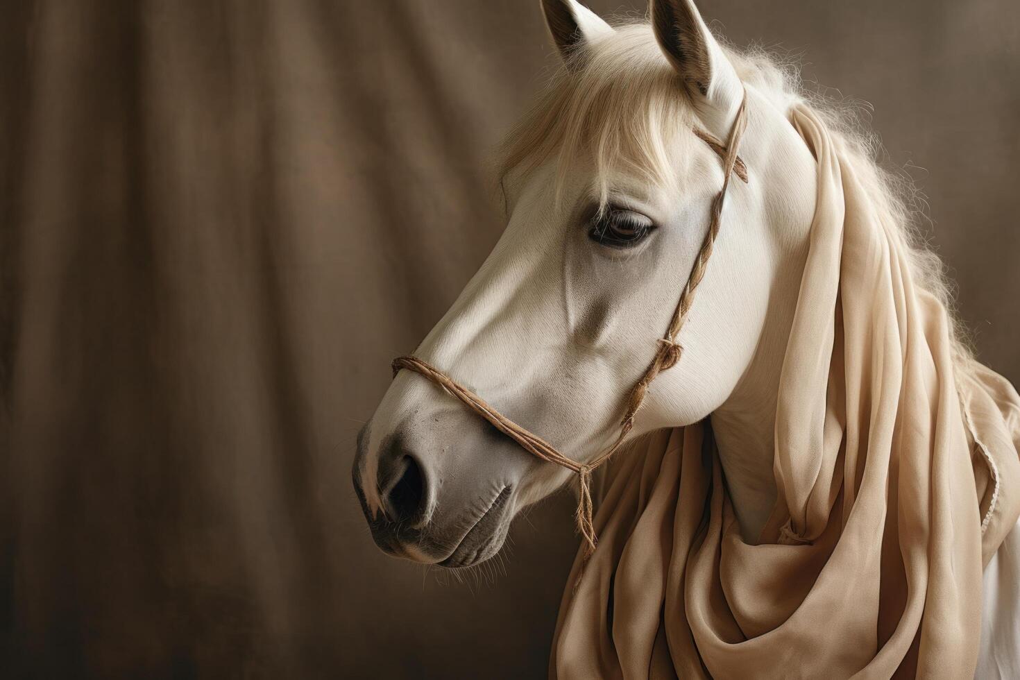 ai gerado uma cavalo vestido acima foto