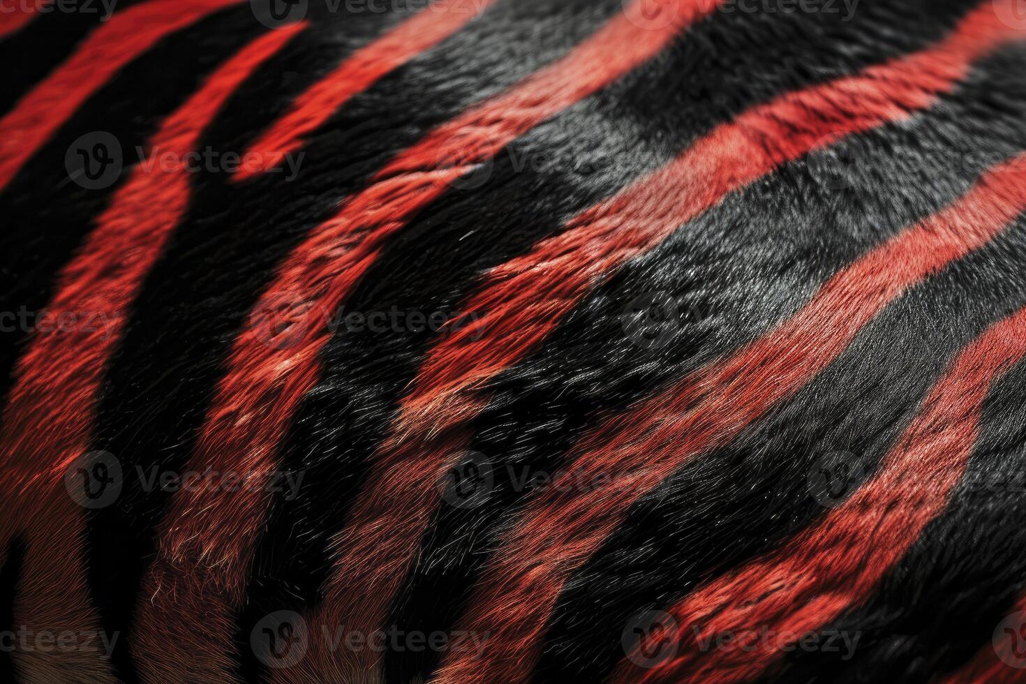 ai gerado ultra realista zebra pele papel de parede Preto e vermelho foto